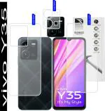 DESIBUZZ 5 Layers Transparent Scratch Proof Ultra Thin Flexible Front and Back Tempered Glass, Camera Lens for Vivo Y35 (pack of 3)