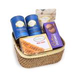Jaiccha Ghasitaram -Diwali Hamper-Cane Ratan Brass Basket of Assortments with Milk Cake-500 gram