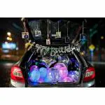 ELDERWAND Car Dikki Birthday Decoration Items with Bunting, 2 Silver Foil, 2 Confetti, 5 LED and 25 pieces Pink, Blue, Purple Balloons - 35 Combo - Easy to Use Material