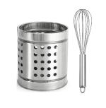 Blue Wonder Stainless Steel Cutlery Holder With Stainless Steel Tea Strainer and (Multicolour, Pack of 2)