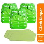 Teeny Weeny Combo of Baby Cloth Diaper with Multi Layered Baby Insert Pads (Green) (Assorted Colours)