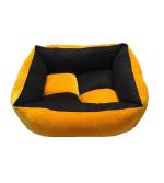 VetKart Yellow And Black Velvet Dog Bed With Cushion - X-Large (Pack of 2)