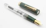 Ledos Green Resin and Acrylic Click Orion Acrylic Barrel Fountain Pen with Broad Nib and Converter