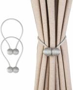 Ramcha European Silver Polyester Magnetic Curtain Tieback 18 inch (Pack of 2)