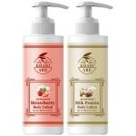 Khadi Ark Strawberry Body Lotion & Milk Body Lotion (Pack of 2, 300 ML Each) (600 ml)