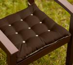 Lushomes Half Panama Brown and Cream Chair Pad Cushion with Buttons and Strings 16 inch x 16 inch