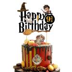 Zyozique 1 PCS Hari Pottar Happy Birthday Cake Topper Hari Pottar Inspired Cake Pick Decorations for Hari Pottar Theme Birthday Party Supplies