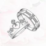 Jiyansh Creation Couple Crown Silver Ring for Girlfriend, Wife, Lovers Romantic Gift for Adjustable Couple Rings for Lovers Anniversary Engagement Promise Jewellery for Men and Women Girlfriends Boyfriends