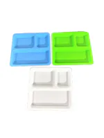 Gee Enterprises 3 in 1 Pav Bhaji Plate/Compartment Plate pack of 3
