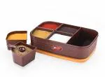 Kitchen Expert Rectangle 6 Section Multipurpose Masala Dabba, Spice Box - Colour Borwn