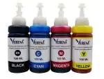 Verena Refill Ink for Epson 73N Refillable Cartridges for Use in T13 / T121 / Printers Multi Color Ink Multi Color Ink Cartridge-Black + Tri Color Combo Pack Ink Bottle
