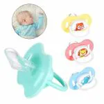 Safe-o-kid Cartoon Design Silicone Pacifier/Soother With Holder Chain And Clip - Assorted Pack of 1