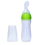 Ineffable Silicone Squeeze Feeding Type Bottle for New Born Baby/Infant/Toddler | Extrusion Type Transparent Easy to Handle Design | for Liquid Baby Food | 120 ml Capacity ( Green )