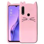 Fastship Coloured 3D Cat Soft Silicone Girls Back Case Cover for Oppo A31 / Oppo A8 - Baby Pink