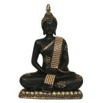 eCraftIndia Black Embossed Polyresin Meditating Lord Buddha 13.5 cm x 20 cm