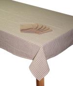 Lushomes Biscuit Brown Cotton Checks Dining Table Covers with Table Napkins (Set of 13)