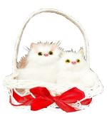 Mahi Home Decor Musical Cat in Basket with Thread Cute Showpiece Cat Says Miauun Miauunn Best Valentines Day Gift (Cat_Basket-002)