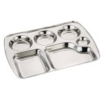 Expresso Heavy Duty Stainless Steel Round New Dinner Plate w/ 5 Sections Divided pack of 2