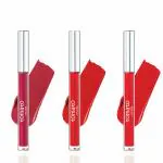Flicka 3 Tomato Liquid Lipstick Set-Pink,Tomato Red & CrimsonRed |Non Transfer Liquid Matte Lipstick