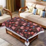 Kuber Industries Center Table Cover|Luxurious Rose Floral Pattern PVC Tablecloth|Slip Resistant Protector Table Top Cover With Seamlace Border, 40x60 Inch (Maroon)