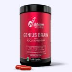 WishNew Wellness GENIUS BRAIN | Focus & Memory Enhancement | 60 Vegetarian Capsules