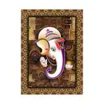 SHASWAT ART beautifjl Ganesha face Painting Sparkle Coated Self Adhesive Wallpaper Without Frame Digital Reprint 16 inch x 22 inch Painting