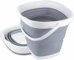 DG PRIME COLLECTION Foldable Silicone Buckets Balti Plastic for Fishing, Camping, Car Washing, Mop Home/Garden , Laundry Tub, Soaking, Large Cleaning,Storage Box, Slim, Travel Bath, Foldable, Bucket,10 Liter, Washing Tub, Multi-functional, Rainy Season