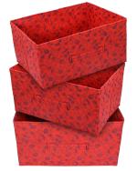 Kuber Industries Red Floral Print Drawer Storage And Cloth Organizer (Set Of 3)