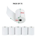 Techxtra 57MM x 25 mtr (2Inch) (55 GSM) Thermal Paper roll ideal for Billing, POS Machine (TXI5725) (Pack of 75 Rolls) (57mm x 25mtr - 75 Rolls)