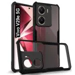 Fashionury Ultra-Hybrid Crystal Clear Back Cover Case for Vivo V29e 5G | Shockproof Design | Total Camera Protection | Transparent Back (PC & TPU) Vivo V29e 5G (Black Bumper)