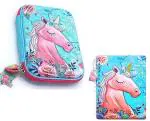 2Pcs Unicorn Canvas Pencil Pouch Large Capacity Big Pencil Storage Case with Same Theme B5 Size Ruled Pages Spiral Notebook for Girls School Stationery Unicorn Pouch & Diary Gift Set