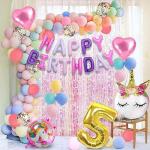 Orama Unicorn Theme Birthday Decorations Items Combo Set 50Pcs Kit For Happy Birthday Decoration Kit For Girls (UNICORN COMBO 60PCS)