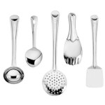 SHINI LIFESTYLE Stainless Steel Cooking Spoons Set, Contains Ladle, Turner, Strainer