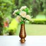 DULI Natural Looking Artificial White 5 Carnation Flower Bunch For Home Office Table Decoration