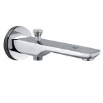 CUROVIT Aria Smart Brass Wall Mounted Button Spout Silver in Color Chrome Finish with Wall Flange Bath Tub Spout for Bathroom