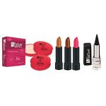 FS ForSure Xclusive 12 Hour Stay Compact Powder, Kajal & Forfor Matte Lipstick(Pack of 5) Multicolor