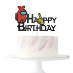 Festiko Happy Birthday Cake Topper, Video Game Theme Birthday Party Decorations, Among Theme Cake Decorations