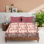 Vintana Premium Quality FOREVER Cotton Queen Size Floral Bedsheet(90 x 100 Inch) with 2 Pillow Covers Cotton(18 x 27 Inches) / 140TC Abstract Bedsheets for Double Bed / FVR03 Color -RUST