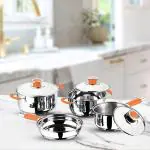 Kuber Industries Stainless Steel Induction Base Cookware Saucepan (Set Of 4)