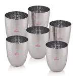Ebun Hammered Stainless Steel Drinking Glass 300 ml (Set of 6)