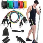 XIANCO 11 Pieces Resistance Band Set with Handles, Portable Toning Tubes,Multicolor