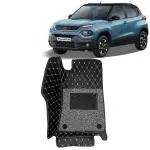 Kingsway 7D Car Floor Foot Tray Mats for Tata Punch, 2021 Onwards Model, 100% Waterproof Washable, Black, Made with Top-Notch PVC Material, Complete Set of 3 Piece