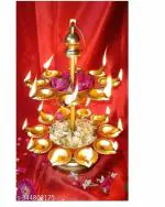 AMAZING ANTIQUE 3 Layer, Diya urli Lotus Urli Bowl, uruli kanchan Flowers tub Diwali Decor Lotus Urli, Diwali Diya, (Gold Finish 1) Golden Candle Holder, Tealight Candle Holder, Pooja Diya Urli