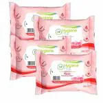 Hygiene Plus Refreshing Daily Use Cleansing Face Wet Wipes Rose (25 Wipes) (Pack of 4)