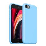 LIRAMARK Liquid Silicone Soft Back Cover Case for Apple iPhone SE 2022/2020/8/7 - (Sky Blue)