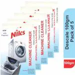 Niks Washing Machine Cleaner | Premium Scale Cleaning Powder | Washing Machine Drum/Tub Cleaner | Dish Washer Cleaner | Easy to Use 100gm (Pack of 5)