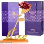 TRACES Plastic Red Rose Flower with Love Stand and Gift Box | Perfect to gift for loved ones | Stylish Home Décor and Accessories | 25*7*25 cm