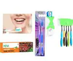 1 KAIPO CLOVE MINT FLOURIDE FREE HERBAL TOOTHPASTE 100GM( TIGHTENS GUMS , FIGHTS GERMS ) + 2 KEVA HIGH QUALITY TOOTHBRUSHES + 1 KEVA AUTOMATIC TOOTHPASTE SQUEEZING DEVICE & BRUSH STAND