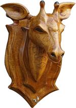 BK ART & CRAFTS Golden Brown Wood Giraffe Head Showpiece