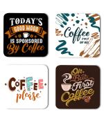 Whats Your Kick Coffee Lover Todays Good Mood is Sponsored By Coffee Quotes Printed Set of 4 Coaster With Metal Stand